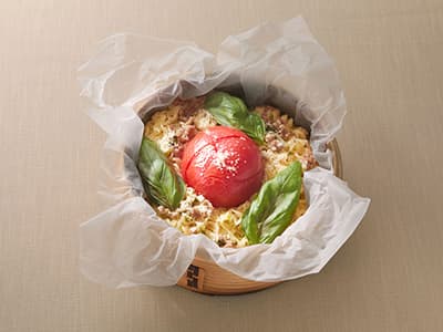 まるごとトマトの蒸しイタリアンラーメン料理画像