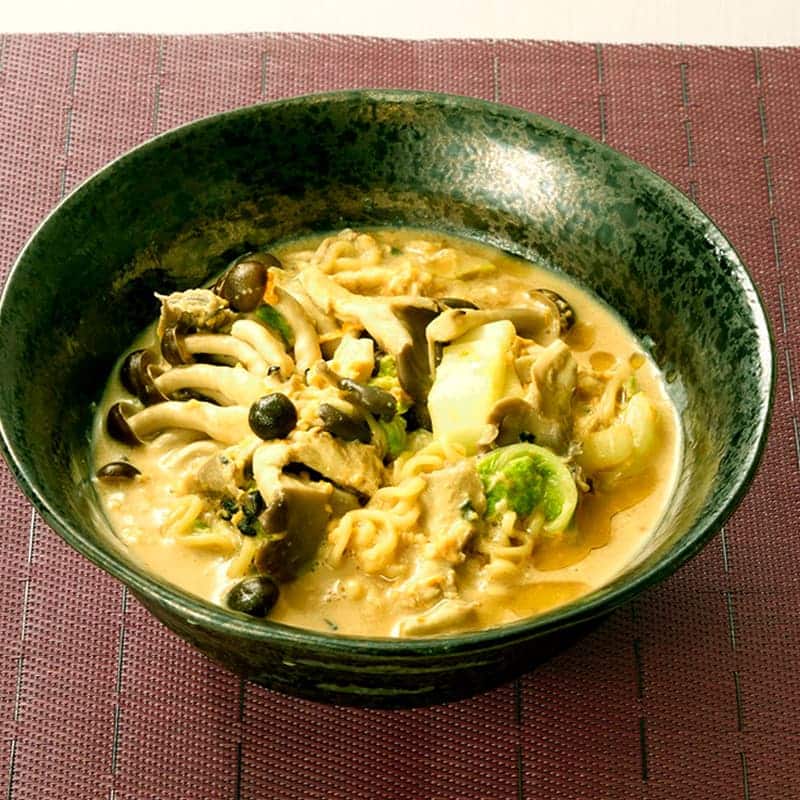 キノコと白菜の卵とじ豆乳ラーメン