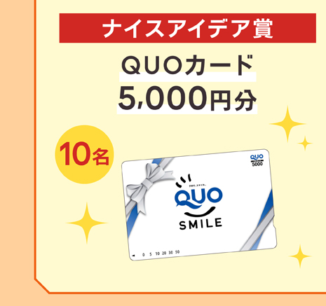ナイスアイデア賞　QUOカード5,000円分　10名