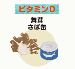 ビタミンD　舞茸、さば缶